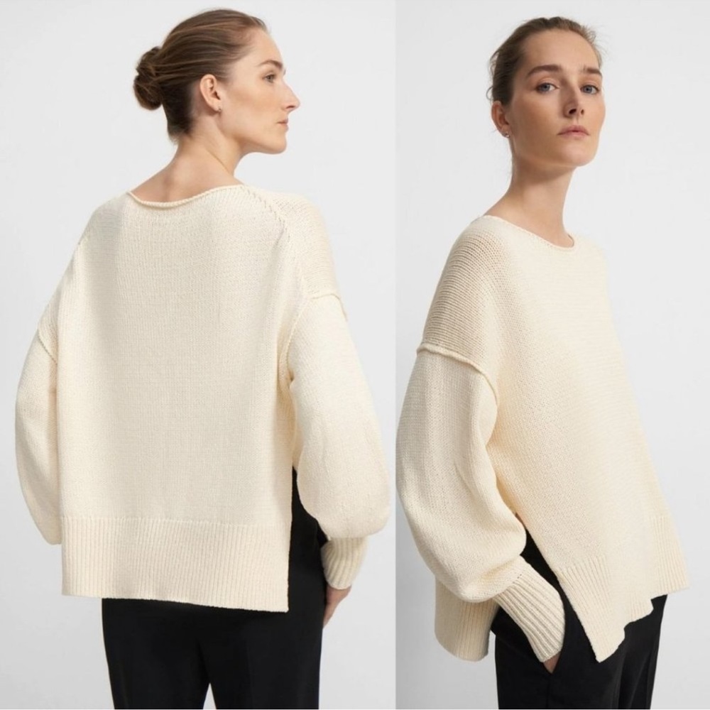 Theory Cotton Chainette Chunky Slit Sweater